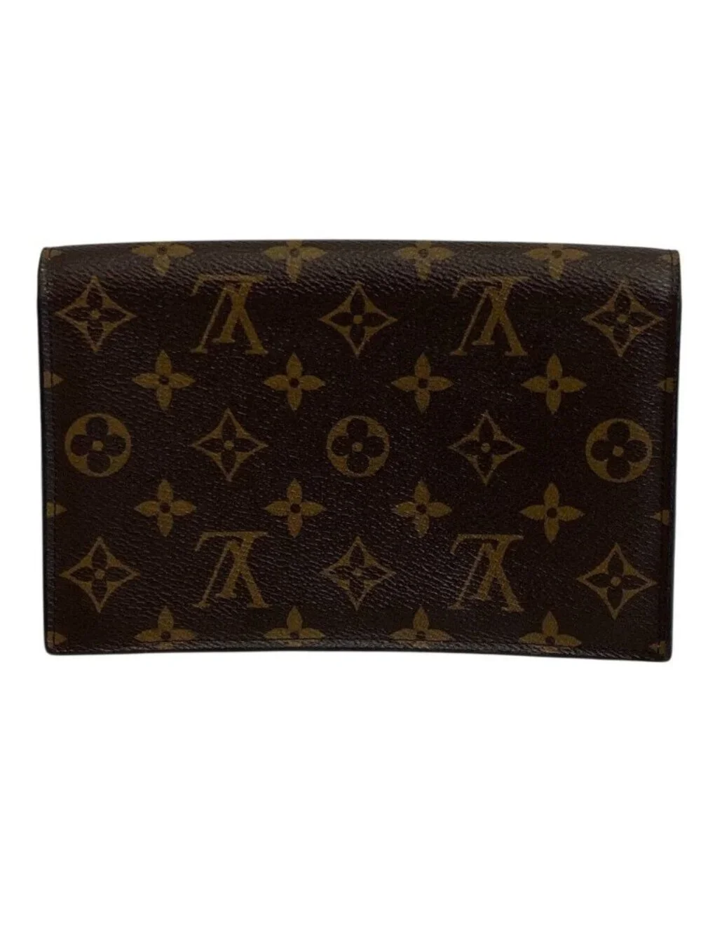 Louis Vuitton Monogram Portefeuille Flor Chain Shoulder Bag Leather Brown Pink